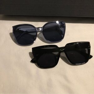 2 pairs of sun glasses. Xoxo silver pair and green black oversized super cute